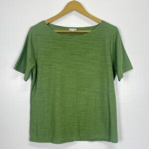 J. Crew Green Textured Short Sleeve Top